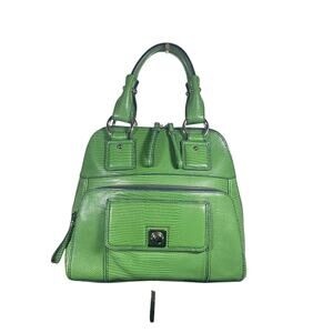 Banana Republic Women's Handbag Structured Kelly Green Textured Leather Satchel